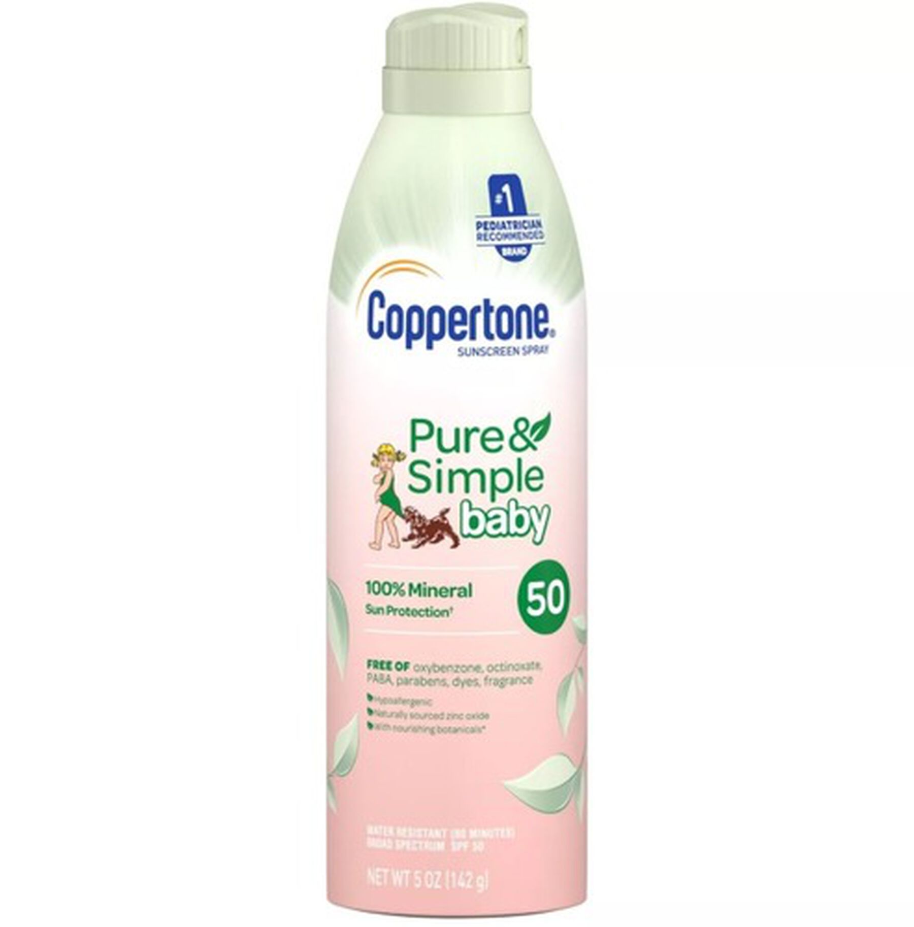 Coppertone Pure & Simple Baby Sunscreen Spray, SPF 50, 5 oz